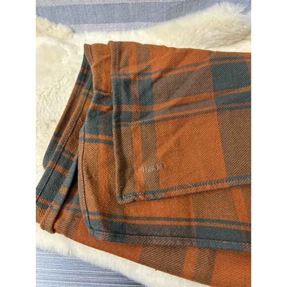 Filson Tartan Plaid Orange Cotton Flannel Scarf One Size - Picture 2 of 4
